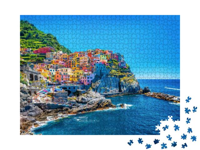 Beautiful Colorful Cityscape on the Mountains Over Medite... Jigsaw Puzzle with 1000 pieces