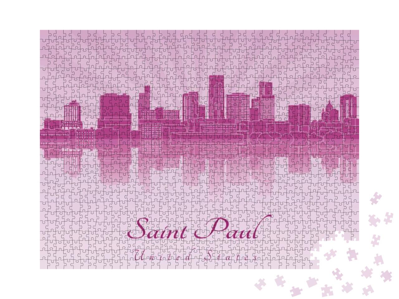 Saint Paul Skyline in Purple Radiant Orchid in Editable V... Jigsaw Puzzle with 1000 pieces
