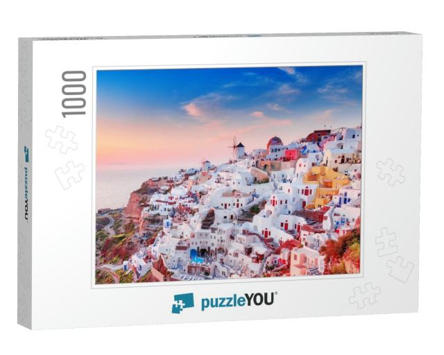 Greece, Santorini Island. Charming View of Oia Village, T... Jigsaw Puzzle with 1000 pieces