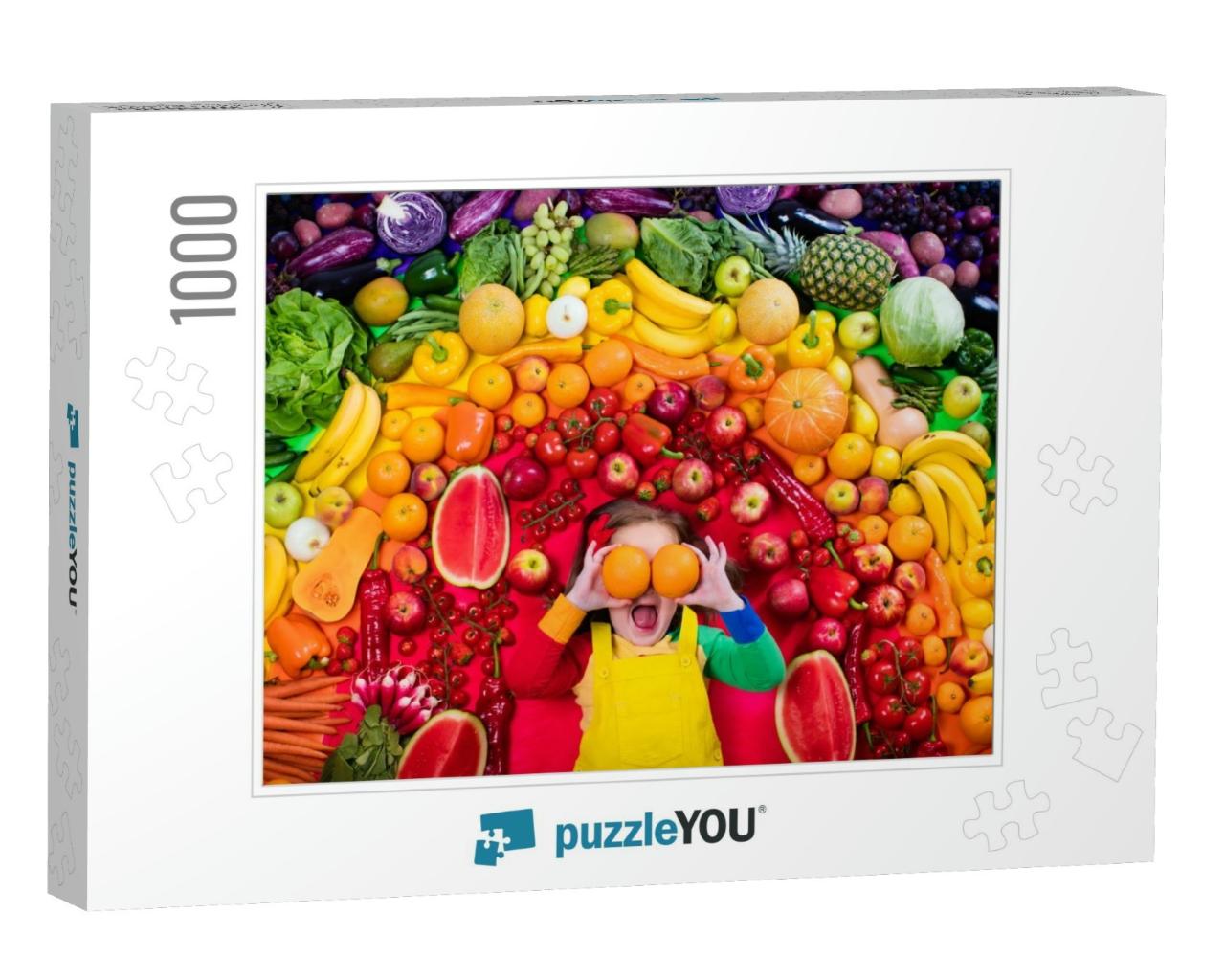 Little Girl with Variety of Fruit & Vegetable. Colorful R... Jigsaw Puzzle with 1000 pieces