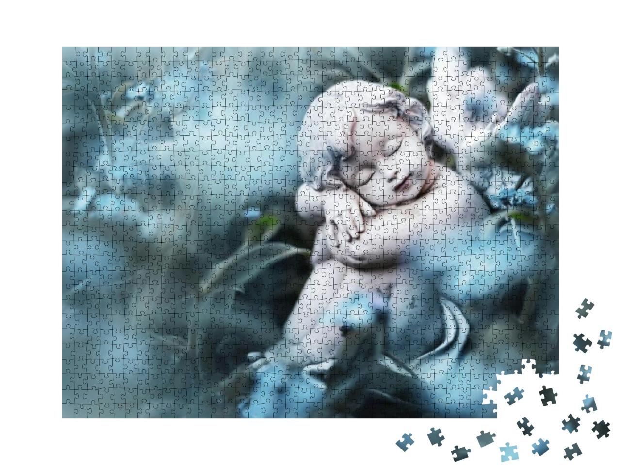 Guardian Angel Sleeping in Flowers... Jigsaw Puzzle with 1000 pieces