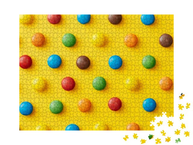 Colorful Candy Pattern on a Yellow Background Viewed from... Jigsaw Puzzle with 1000 pieces