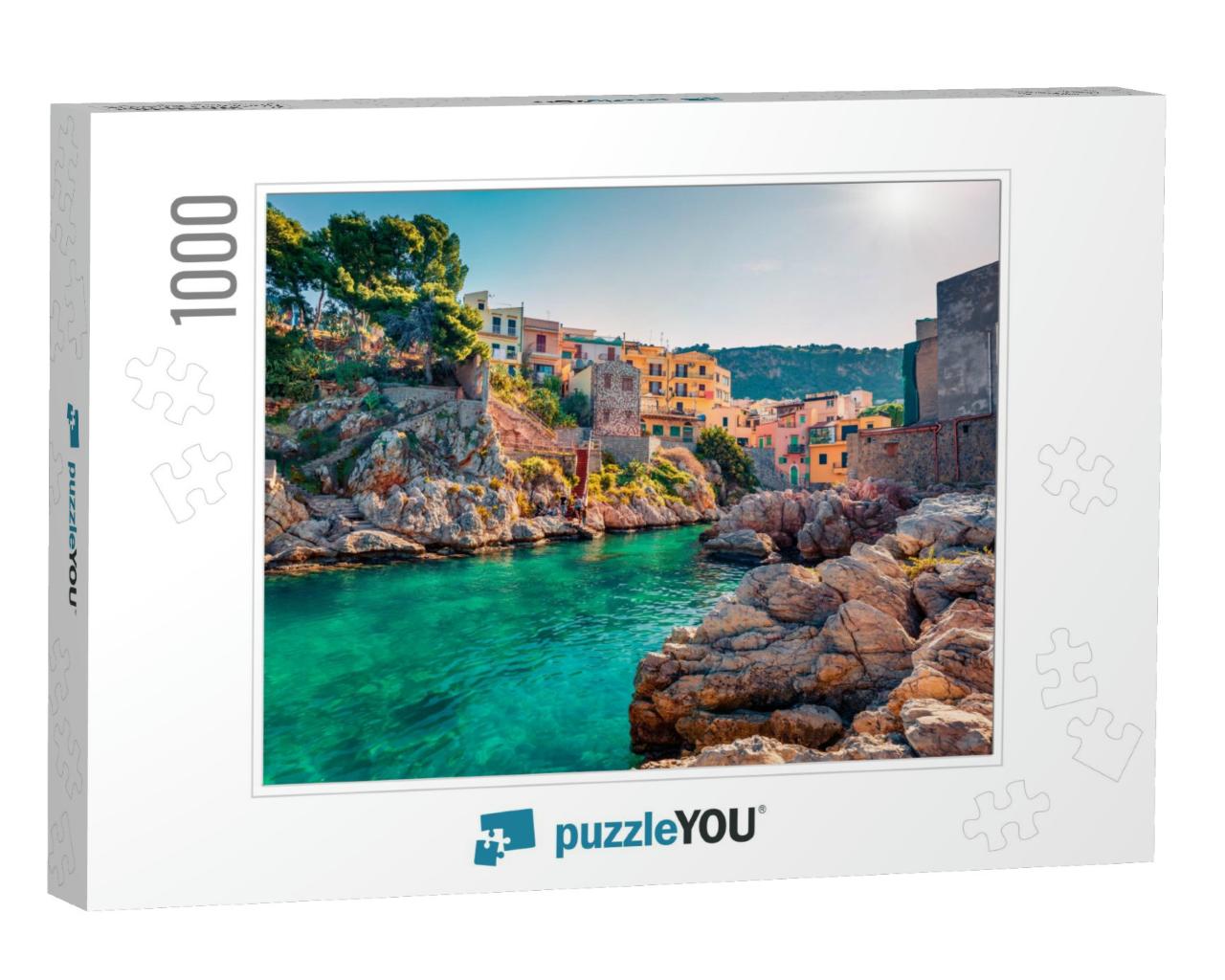 Superb Spring View of Sant Elia Village. Azure Water Bay... Jigsaw Puzzle with 1000 pieces