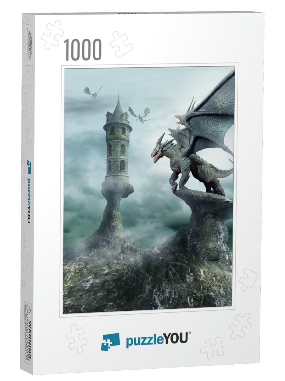 Tower Guarded by Dragons... Jigsaw Puzzle with 1000 pieces