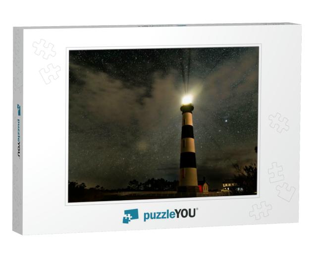 Lighthouse on the Outer Banks Shining Brightly in the Nig... Jigsaw Puzzle