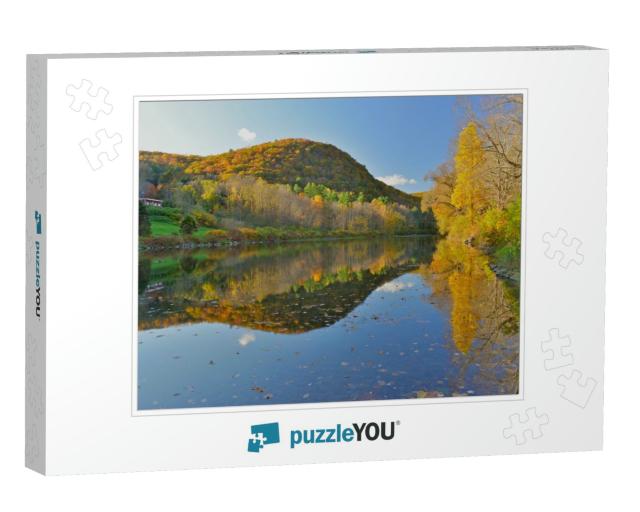 Beautiful Autumn Reflections in Housatonic River, Cornwal... Jigsaw Puzzle