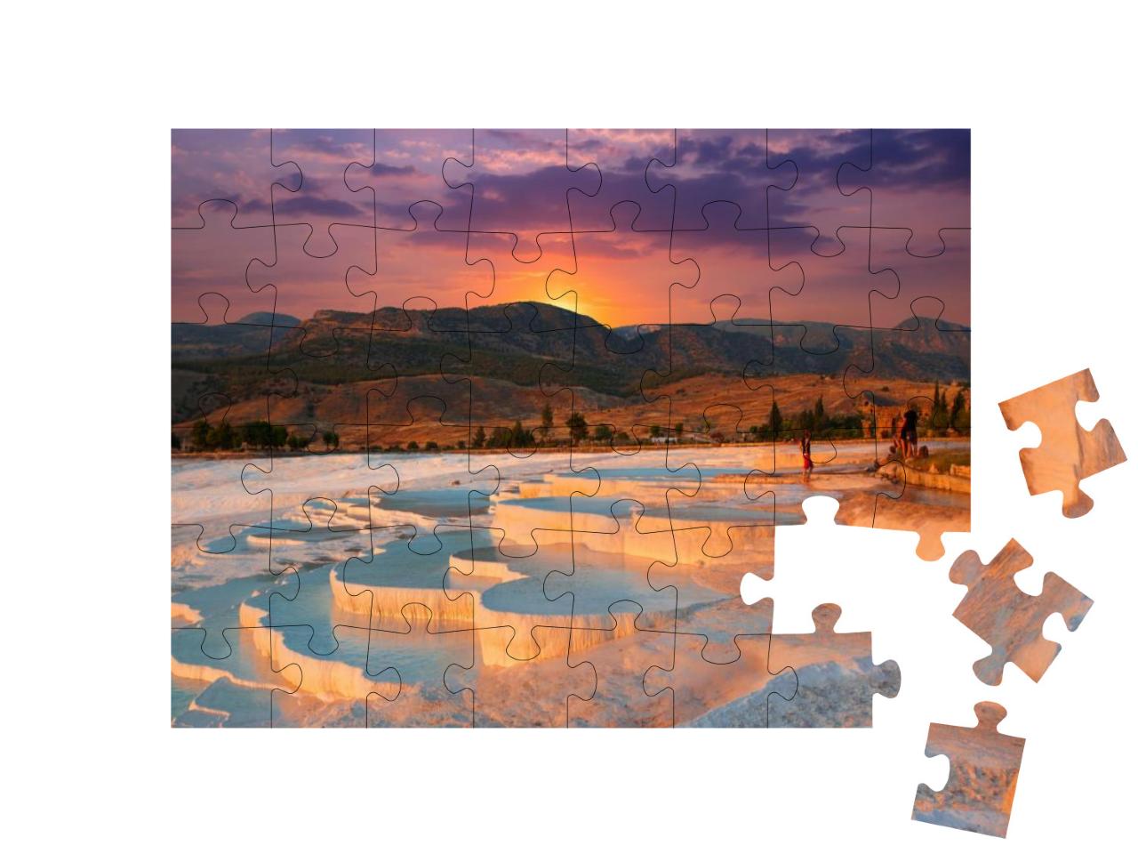 Beautiful Sunrise & Natural Travertine Pools & Terraces i... Jigsaw Puzzle with 48 pieces