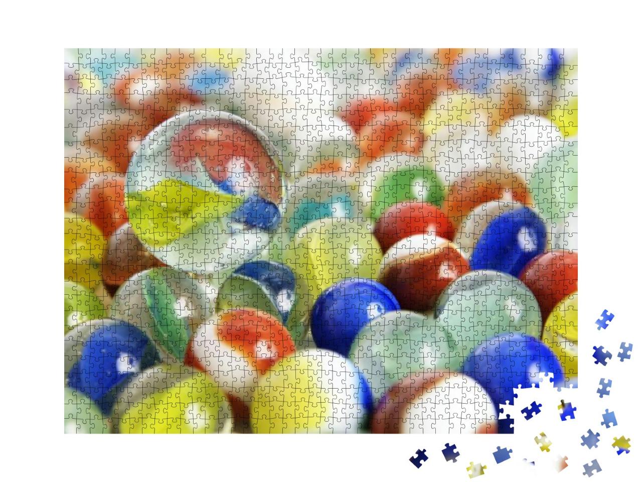 Colorful Children's Marbles Assorted on a White Backgroun... Jigsaw Puzzle with 1000 pieces