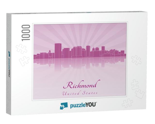 Richmond Skyline in Purple Radiant Orchid... Jigsaw Puzzle with 1000 pieces
