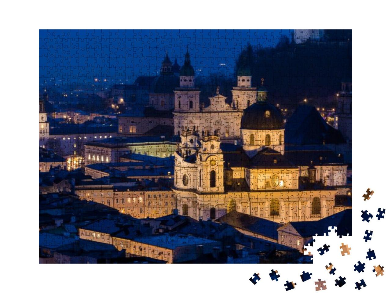 View to the City of Salzburg in Austria At Dusk... Jigsaw Puzzle with 1000 pieces