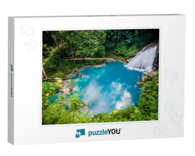 Blue Hole Waterfall from Above in Jamaica... Jigsaw Puzzle