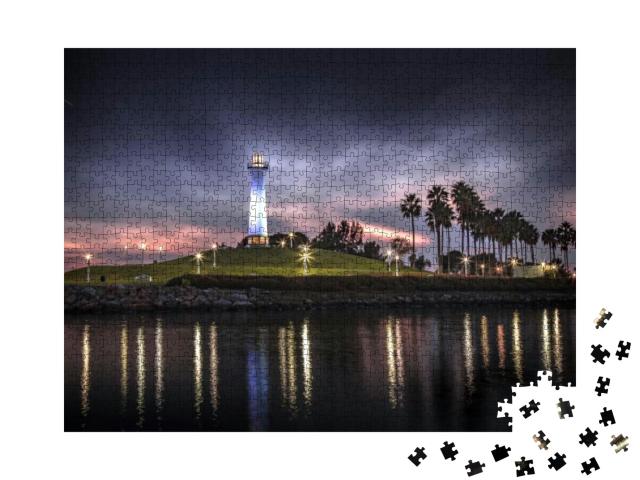 Night Scene Around Rainbow Harbor, Long Beach... Jigsaw Puzzle with 1000 pieces