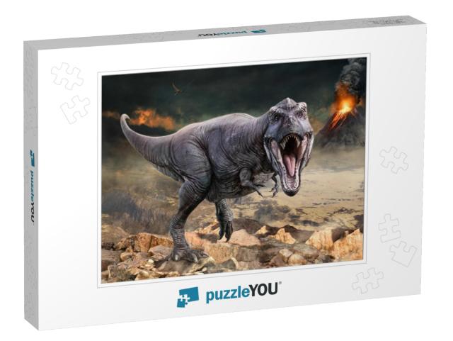 Tyrannosaurus Rex Scene 3D Illustration... Jigsaw Puzzle