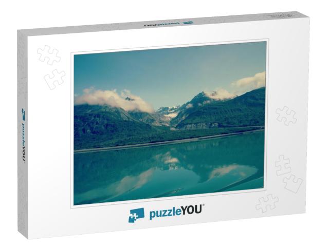 Reflection of Snowy Mountains in Teal Glacier Water... Jigsaw Puzzle