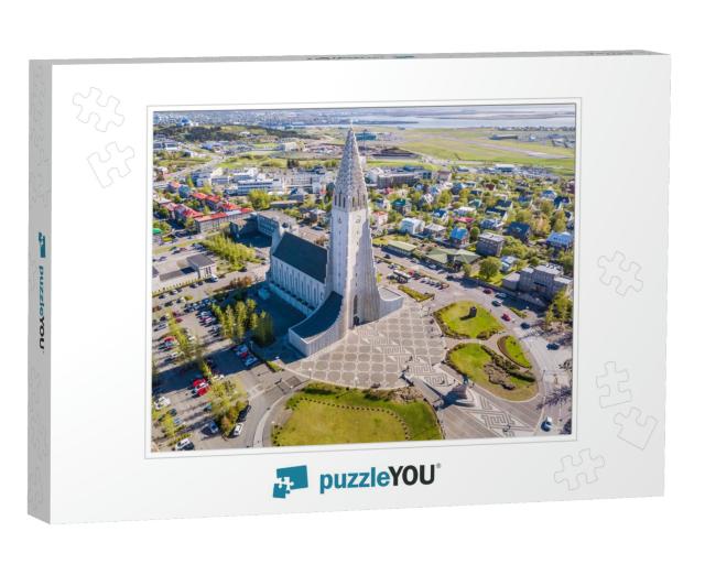 Modern Iceland Reykjavik Architecture. Aerial Photo. Reli... Jigsaw Puzzle