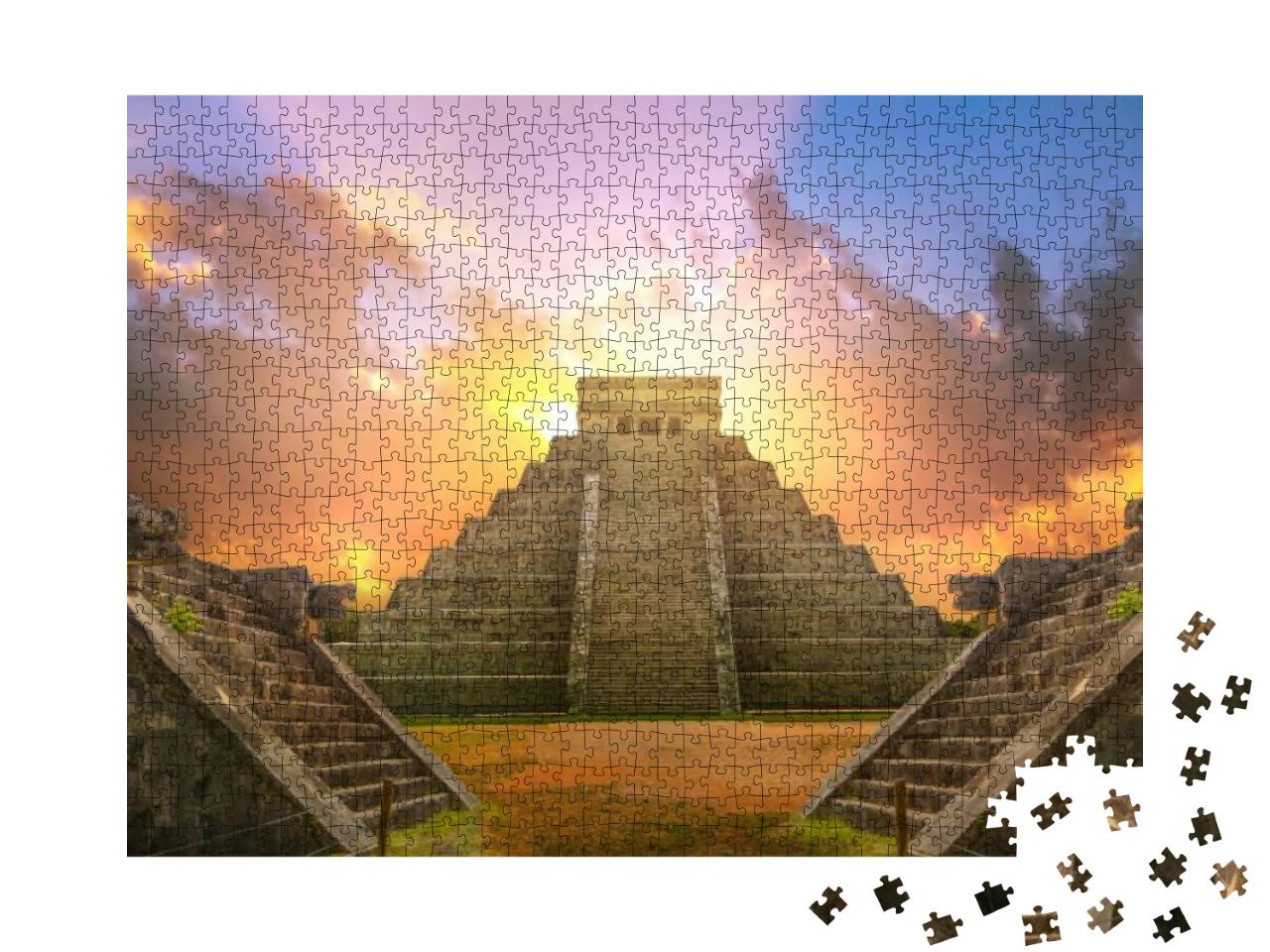 Mexico, Chichen Itza, Yucatan. Mayan Pyramid of Kukulcan... Jigsaw Puzzle with 1000 pieces