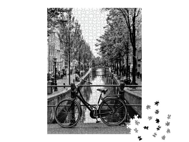 Bicycle on an Amsterdam Canal Bridge... Jigsaw Puzzle with 1000 pieces