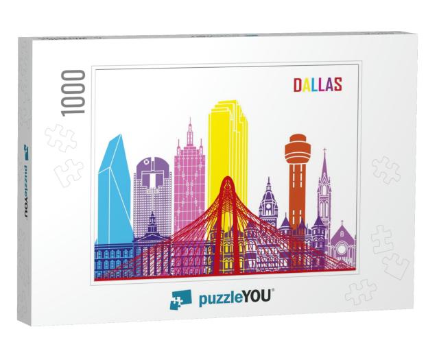 Dallas Skyline Pop in Editable Vector File... Jigsaw Puzzle with 1000 pieces