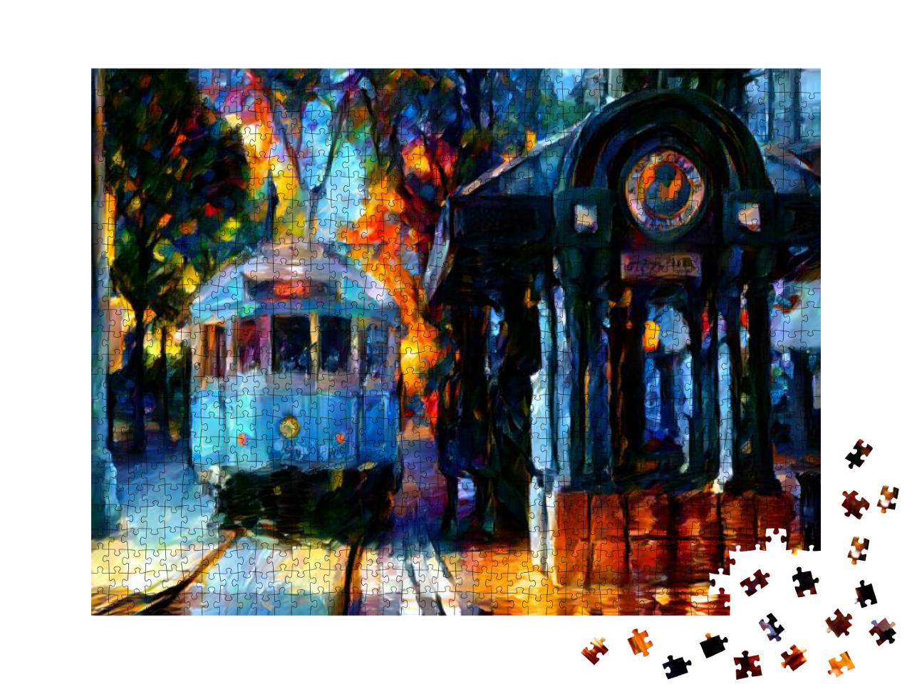 Digital Art of the Main Street Trolley as It Pulls Into J... Jigsaw Puzzle with 1000 pieces