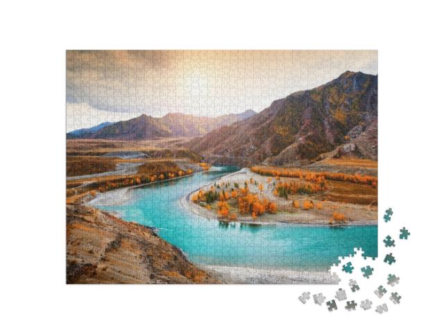 Confluence of Chuya & Katun Rivers in Altai Mountains, Si... Jigsaw Puzzle with 1000 pieces