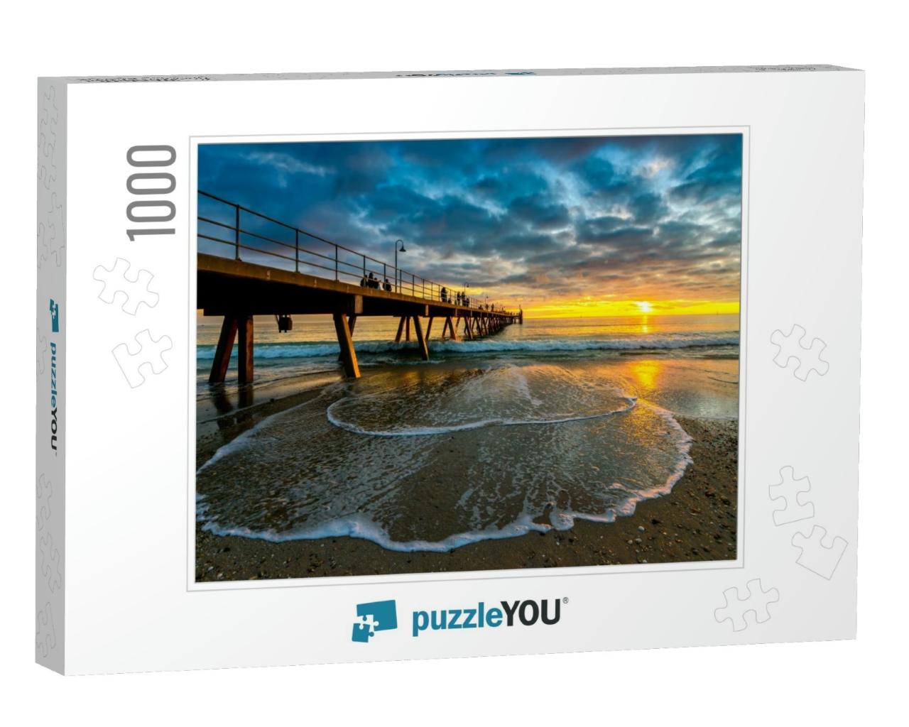 People Walking Along Glenelg Beach Jetty At Sunset, South... Jigsaw Puzzle with 1000 pieces
