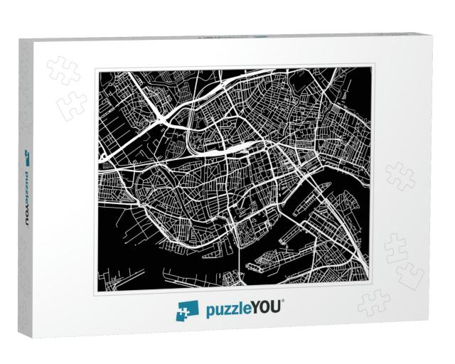 Urban Vector City Map of Rotterdam, the Netherlands... Jigsaw Puzzle