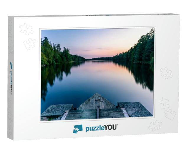 A Calm & Silent Evening At Sunset At a Small Forest Lake... Jigsaw Puzzle