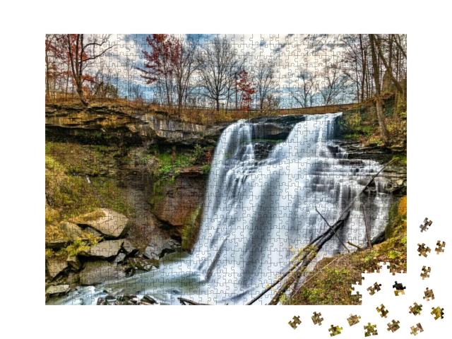 Breandywine Falls At Cuyahoga Valley National Park in Ohi... Jigsaw Puzzle with 1000 pieces