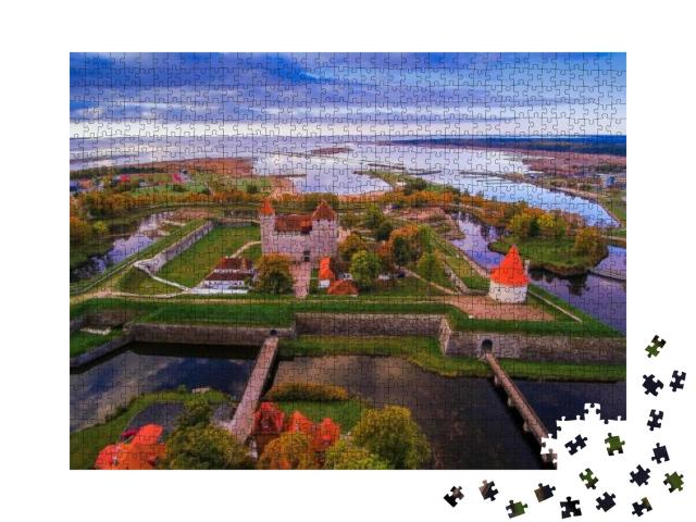 Aerial View of the Saaremaa City with the Castle in the M... Jigsaw Puzzle with 1000 pieces