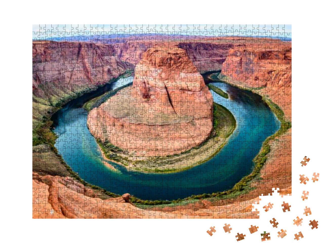 Horseshoe Bend Panorama At Noon. Grand Canyon, Page Arizo... Jigsaw Puzzle with 1000 pieces