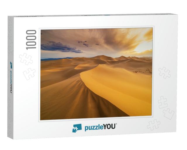 Sunset Over the Sand Dunes in the Desert. Death Valley, U... Jigsaw Puzzle with 1000 pieces