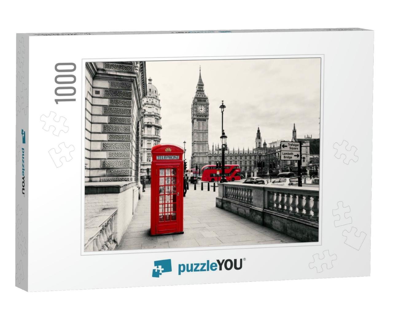Red Telephone Booth in London... Jigsaw Puzzle with 1000 pieces