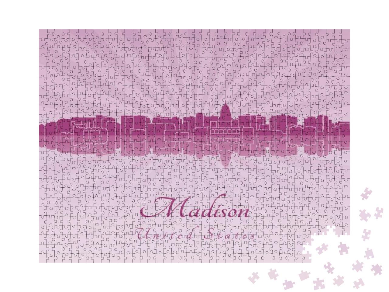 Madison Skyline in Radiant Orchid in Editable Vector File... Jigsaw Puzzle with 1000 pieces