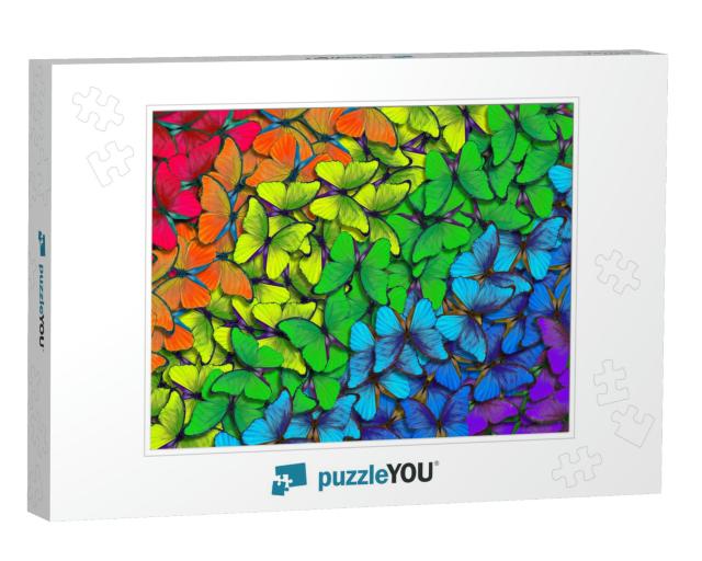 Colors of Rainbow. Pattern of Multicolored Butterflies Mo... Jigsaw Puzzle