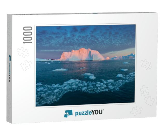 Iceberg At Sunset. Nature & Landscapes of Greenland. Disk... Jigsaw Puzzle with 1000 pieces