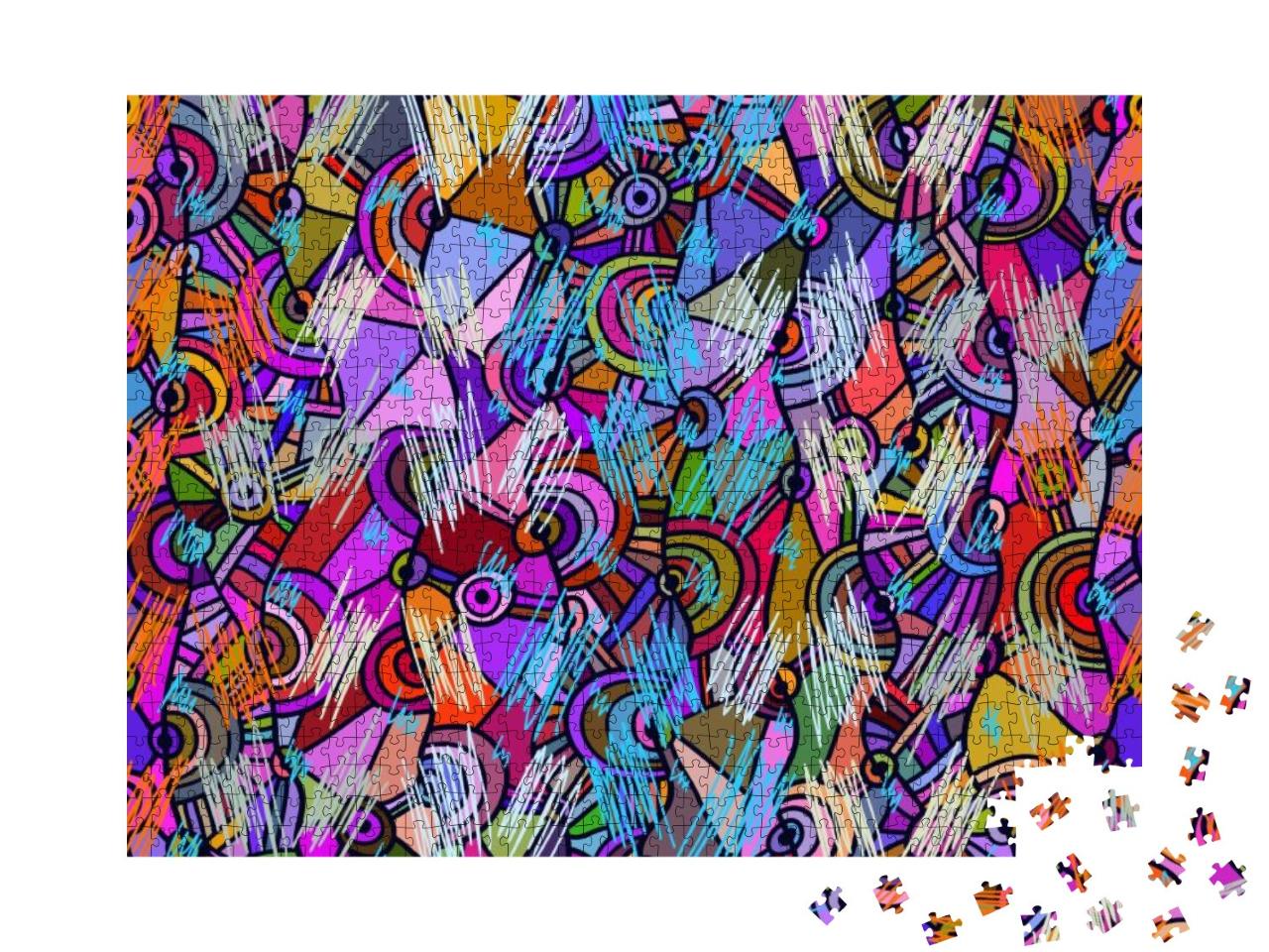 Abstract Seamless Pattern in African Style, Hand Drawn Il... Jigsaw Puzzle with 1000 pieces