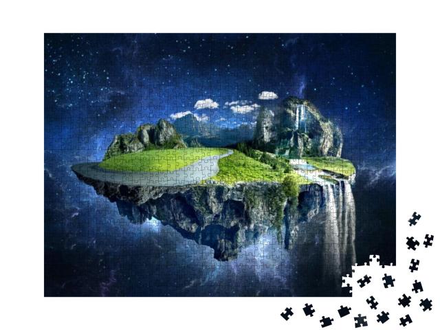 Amazing Fantasy Scenery with Floating Islands, Water Fall... Jigsaw Puzzle with 1000 pieces