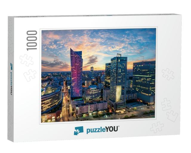 Warsaw City with Modern Skyscraper At Sunset... Jigsaw Puzzle with 1000 pieces