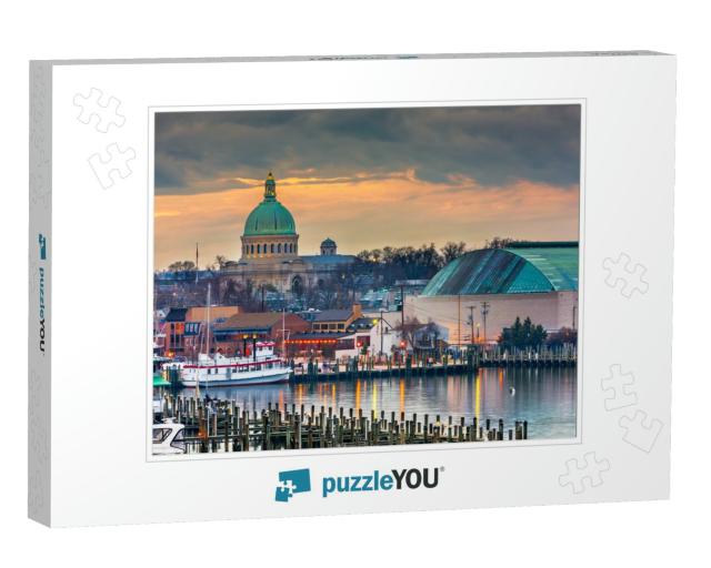 Annapolis, Maryland, USA Town Skyline At Chesapeake Bay wi... Jigsaw Puzzle
