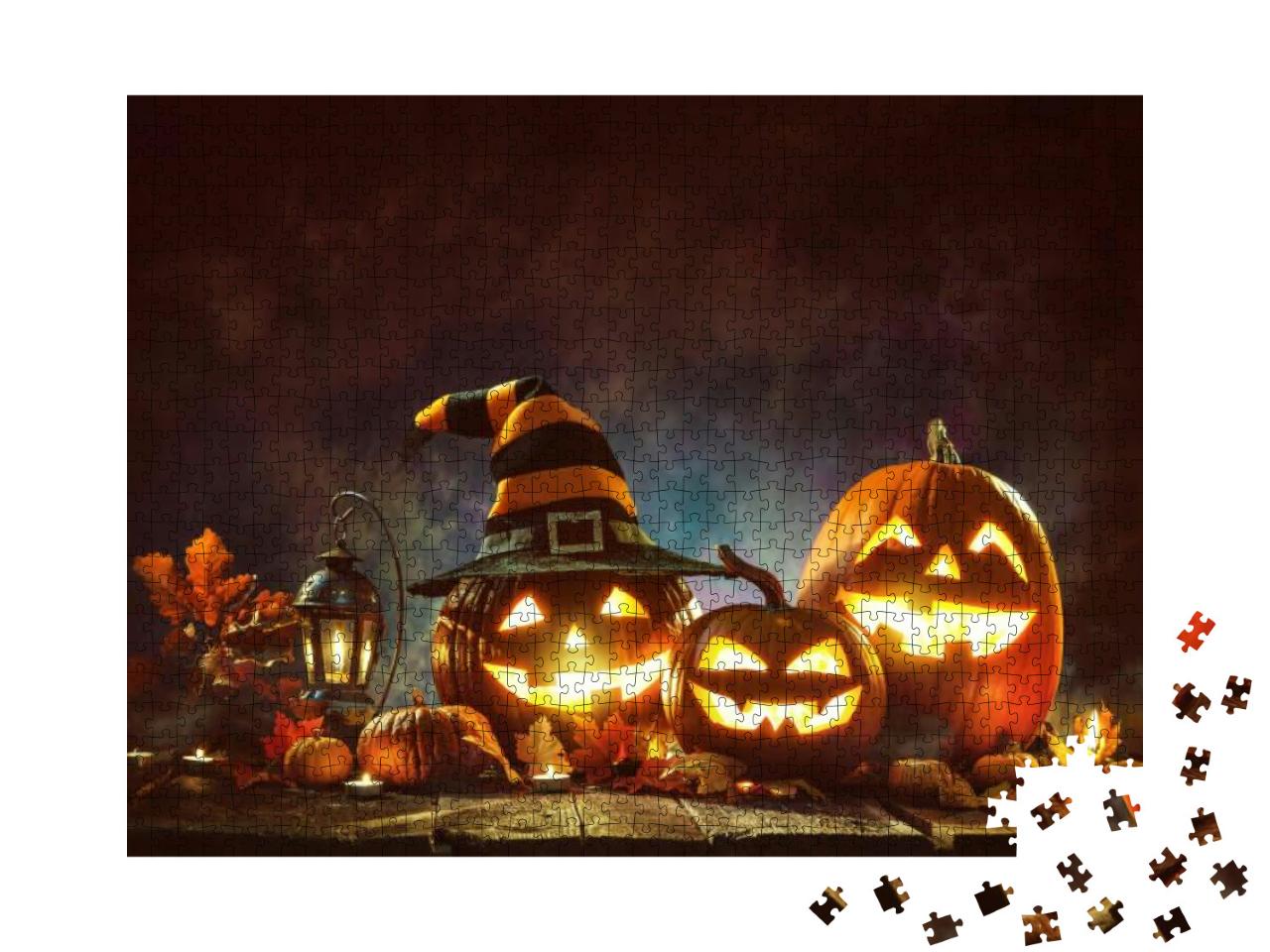 Candle Lit Halloween Pumpkins... Jigsaw Puzzle with 1000 pieces