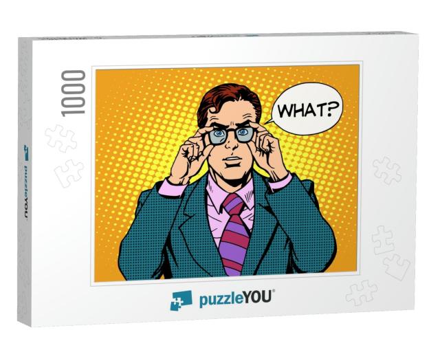 What Surprised Businessman Pop Art Retro Style... Jigsaw Puzzle with 1000 pieces