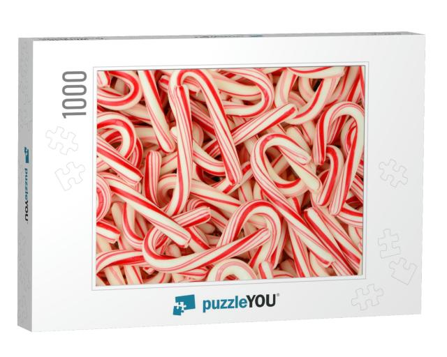 A Plate of Christmas Candy Canes Ready for Picking... Jigsaw Puzzle with 1000 pieces