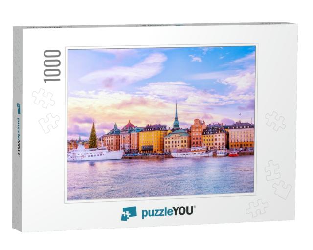 Panorama of Gamla Stan, Old Town in Stockholm, the Capita... Jigsaw Puzzle with 1000 pieces