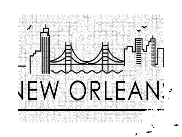 Louisiana, New Orleans Architecture Line Skyline Illustra... Jigsaw Puzzle with 1000 pieces