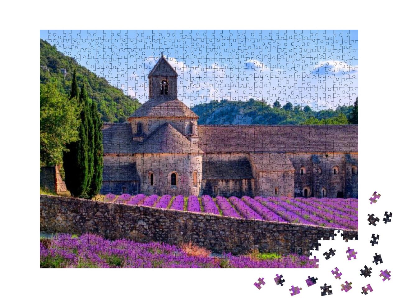 Blooming Purple Lavender Fields At Senanque Monastery, Pr... Jigsaw Puzzle with 1000 pieces