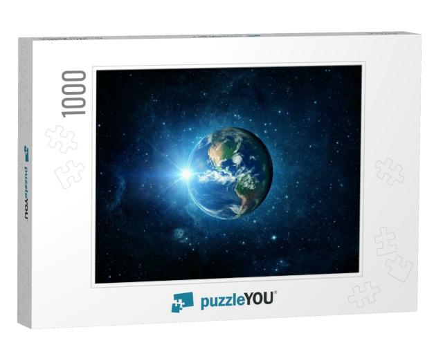 Panoramic View of the Earth, Sun, Star & Galaxy. Sunrise... Jigsaw Puzzle with 1000 pieces