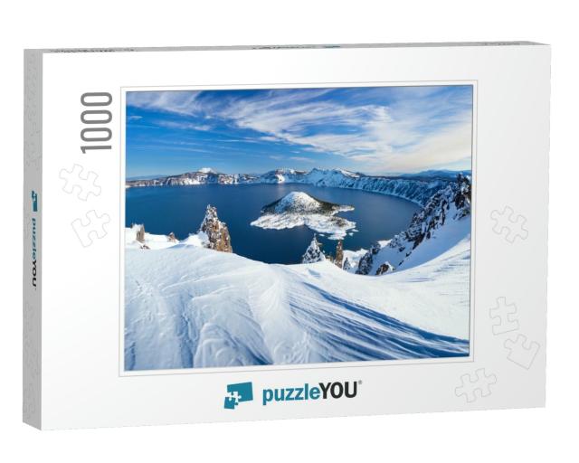 Winter Scene At Crater Lake Volcano... Jigsaw Puzzle with 1000 pieces