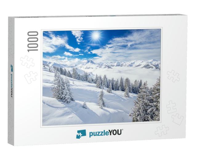 Trees Covered by Fresh Snow in Alps. Stunning Winter Land... Jigsaw Puzzle with 1000 pieces