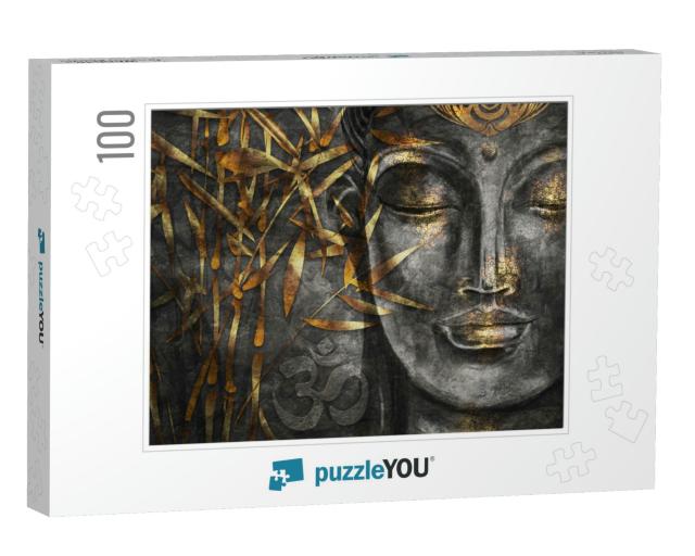 Bodhisattva Buddha - Digital Art Collage Combined with Wa... Jigsaw Puzzle with 100 pieces