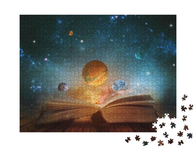 Book of the Universe - Opened Magic Book with Planets & G... Jigsaw Puzzle with 1000 pieces